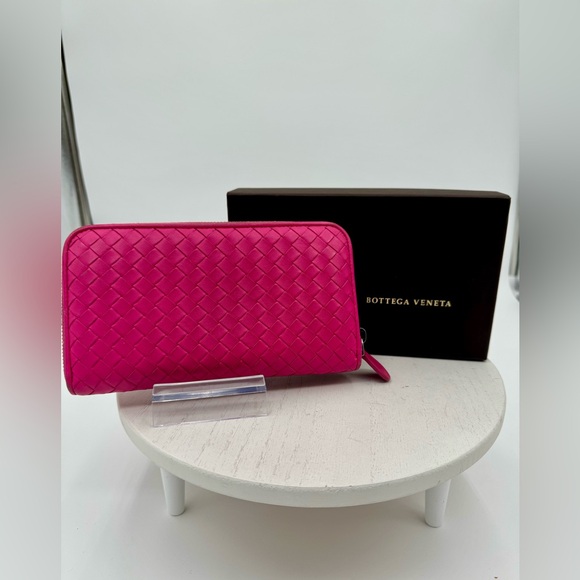 Bottega Veneta Handbags - BOTTEGA VENETA Intrecciato Zip Around Long Wallet Pink Leather